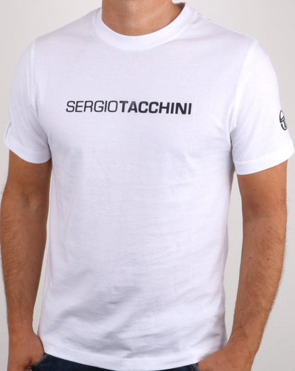 Sergio Tacchini Linear Logo T Shirt White/navy