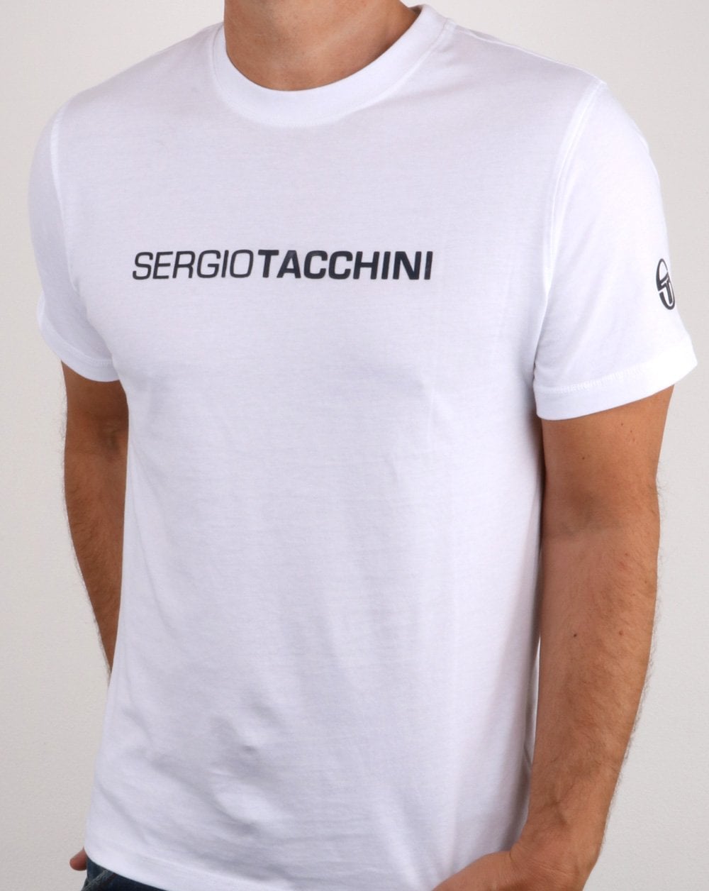 Sergio Tacchini Linear Logo T Shirt White/navy