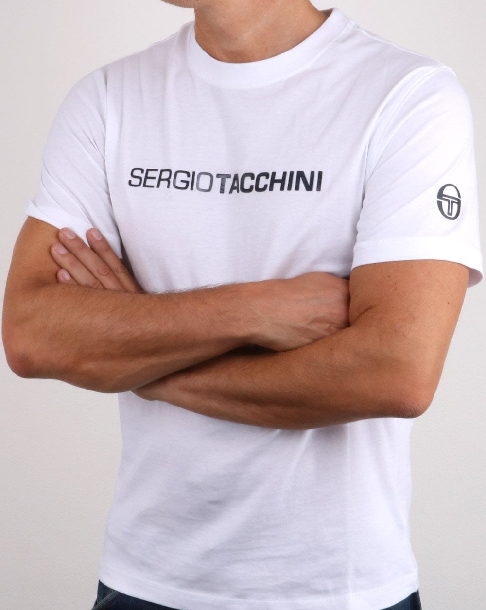 Sergio Tacchini Linear Logo T Shirt White/navy