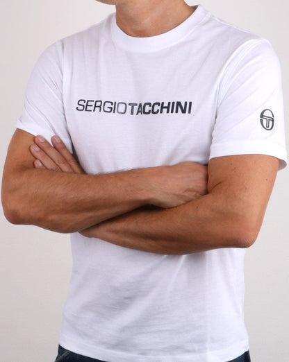 Sergio Tacchini Linear Logo T Shirt White/navy