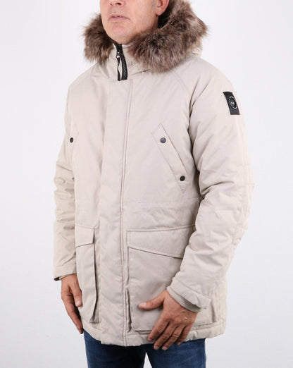 Marshall Artist detachable fur hooded Parka Stone