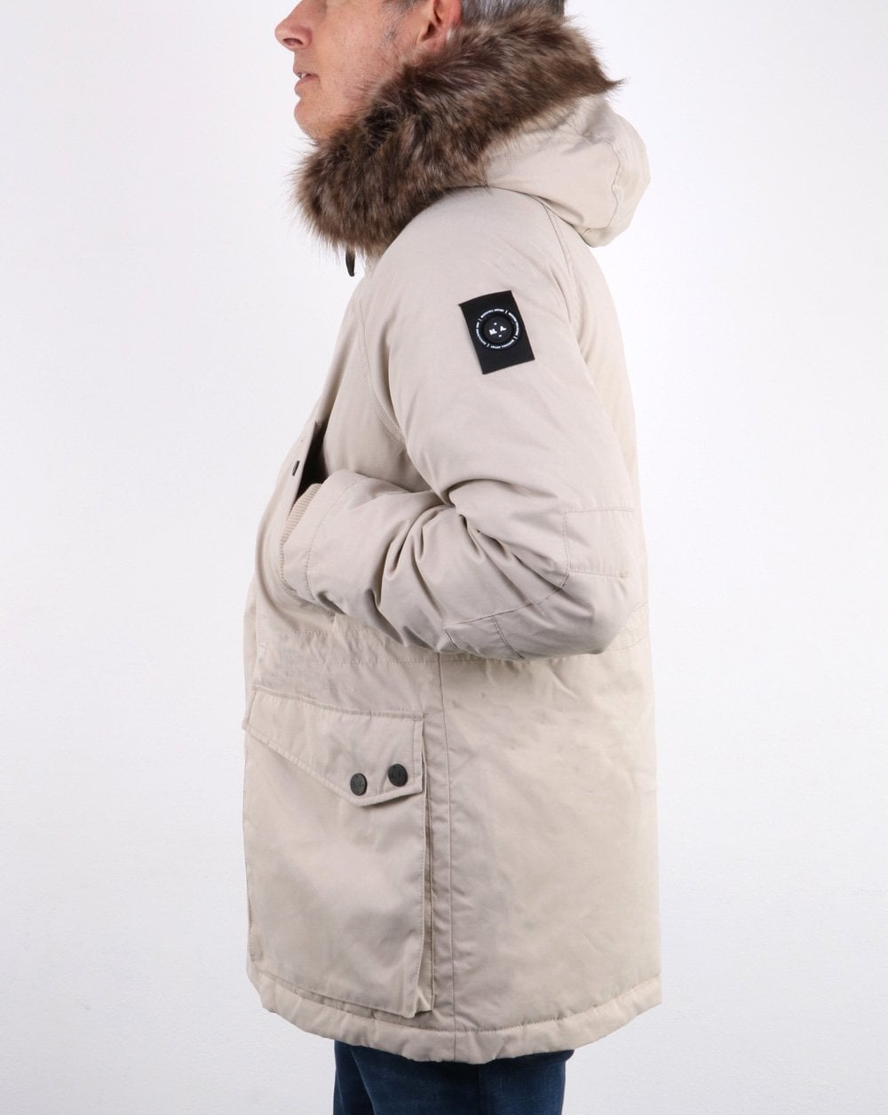 Marshall Artist detachable fur hooded Parka Stone