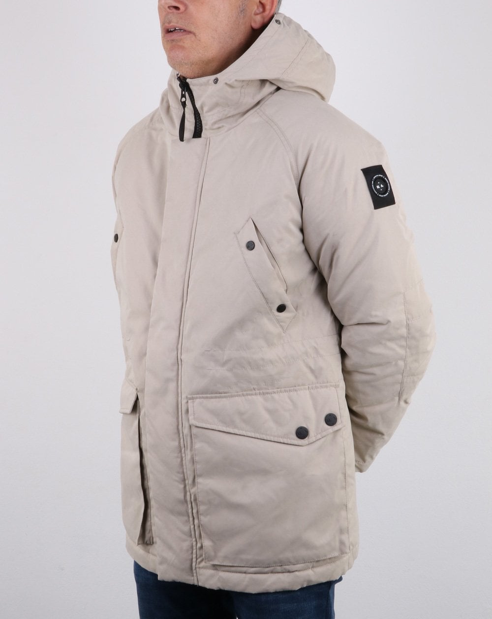 Marshall Artist detachable fur hooded Parka Stone