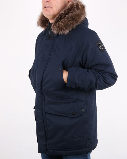 Marshall Artist Detachable Fur Hooded Parka Navy