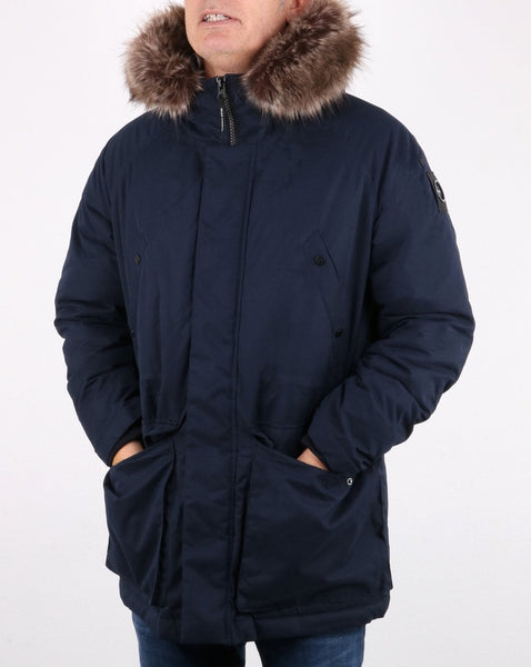 Marshall Artist Detachable Fur Hooded Parka Navy