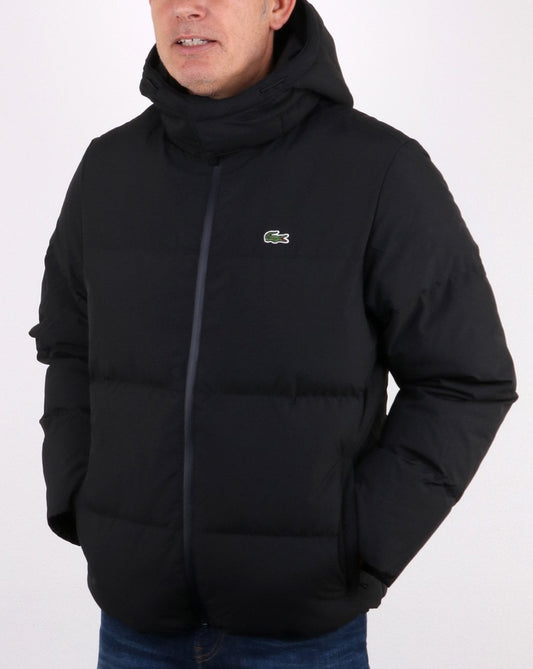Lacoste Lacoste Detachable Hood Quilted Water-resistant Jacket Black