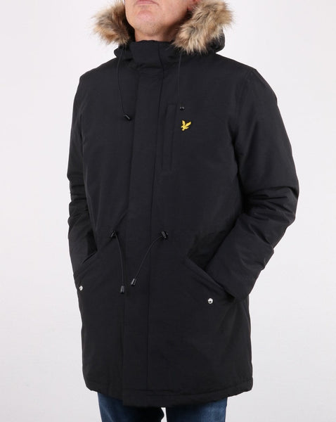 Lyle And Scott Detachable Fur fleece Lined Parka True Black