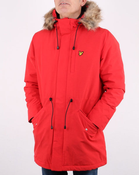 Lyle And Scott Detachable Fur fleece Lined Parka Red