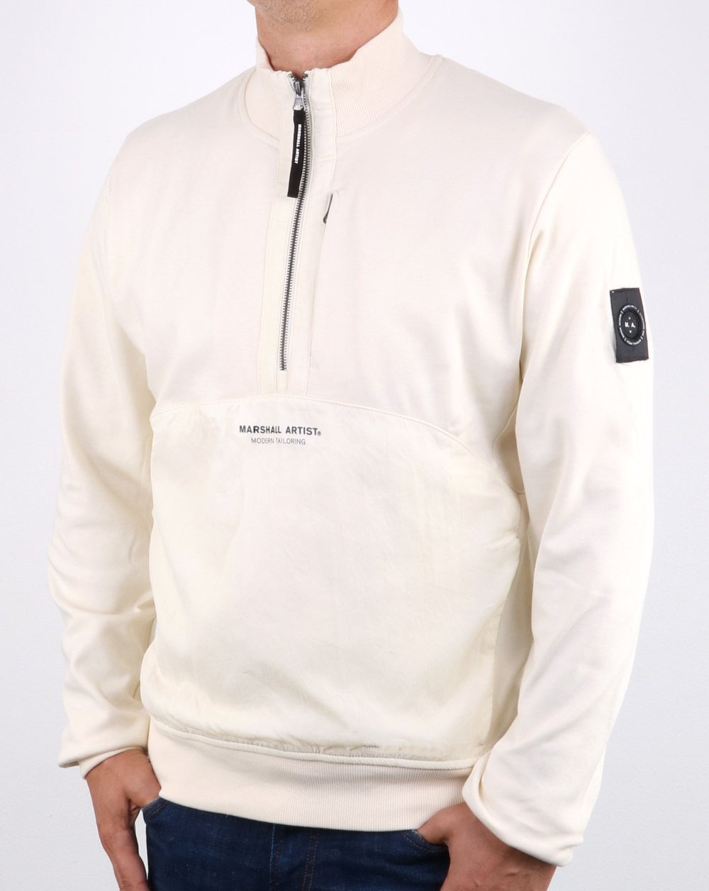Marshall Artist Hybrid Half Zip Sweatshirt Off White
