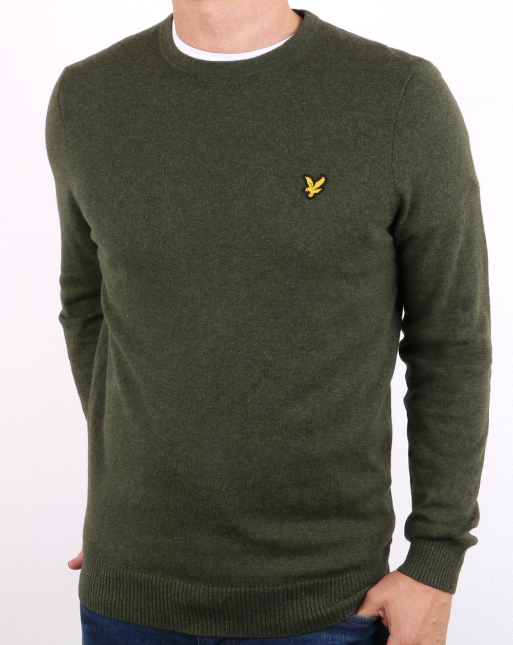 Lyle And Scott Cotton Merino Crew Jumper Woodland Green