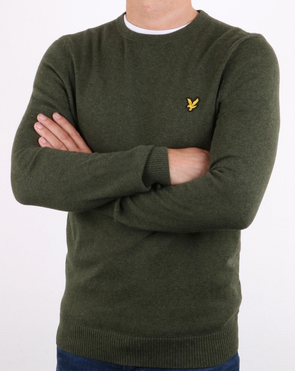 Lyle And Scott Cotton Merino Crew Jumper Woodland Green