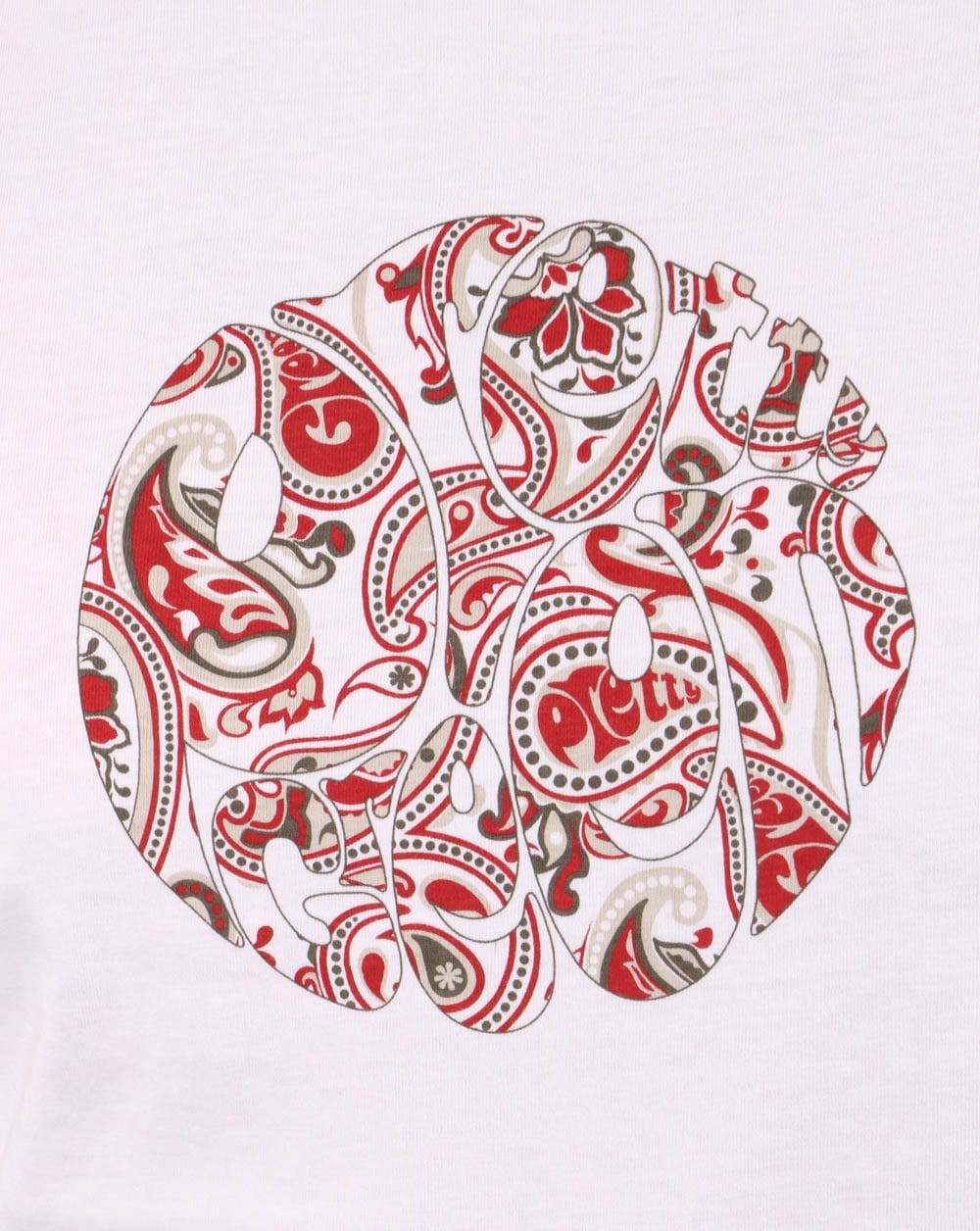 Pretty Green Thornley Paisley Logo T Shirt White/red