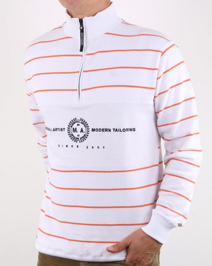 Marshall Artist Marine Stripe Quarter Zip White