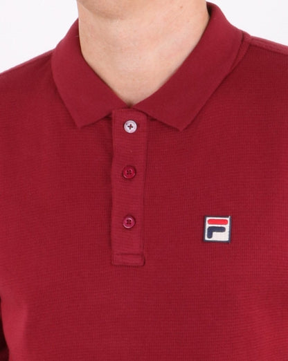 Fila Vintage Long Sleeve Polo Shirt Tibetan Red