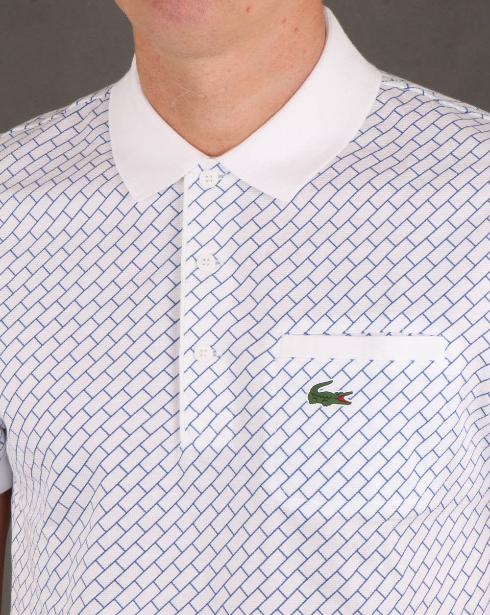 Lacoste Contrast Collar Polo Shirt White and Navy