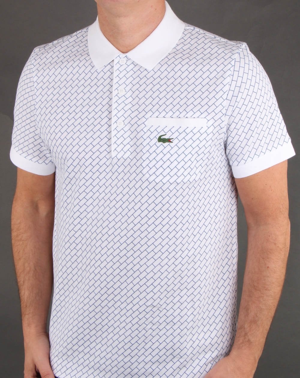 Lacoste Contrast Collar Polo Shirt White and Navy