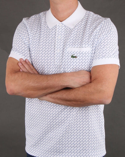 Lacoste Contrast Collar Polo Shirt White and Navy