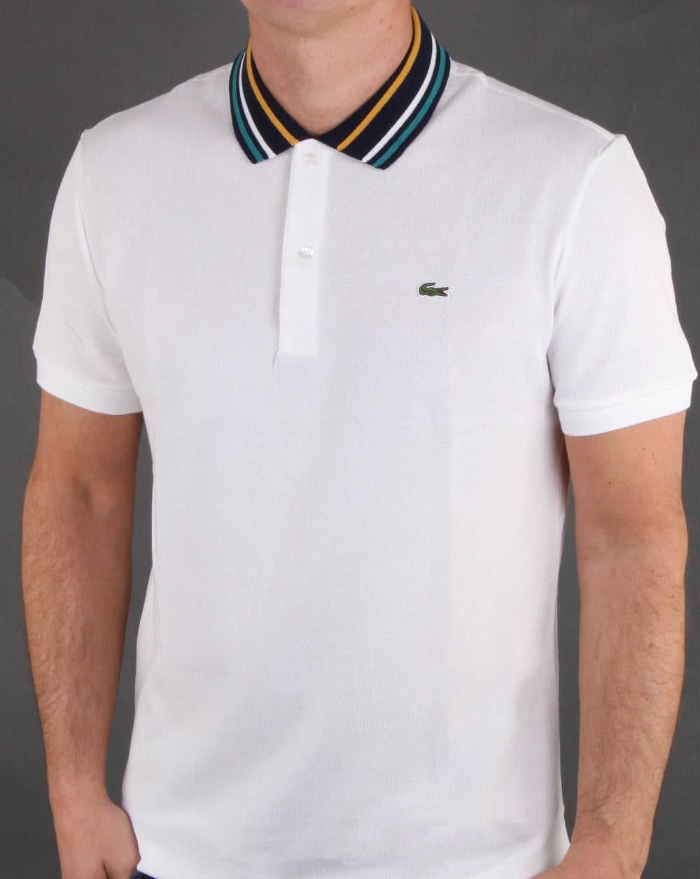 Lacoste Contrast Collar Polo Shirt in White