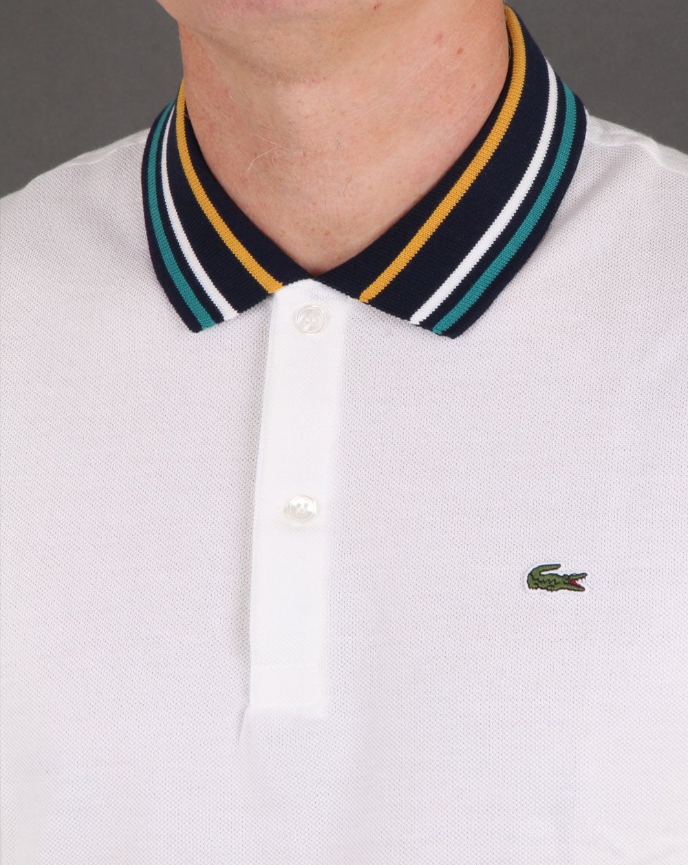 Lacoste Contrast Collar Polo Shirt in White