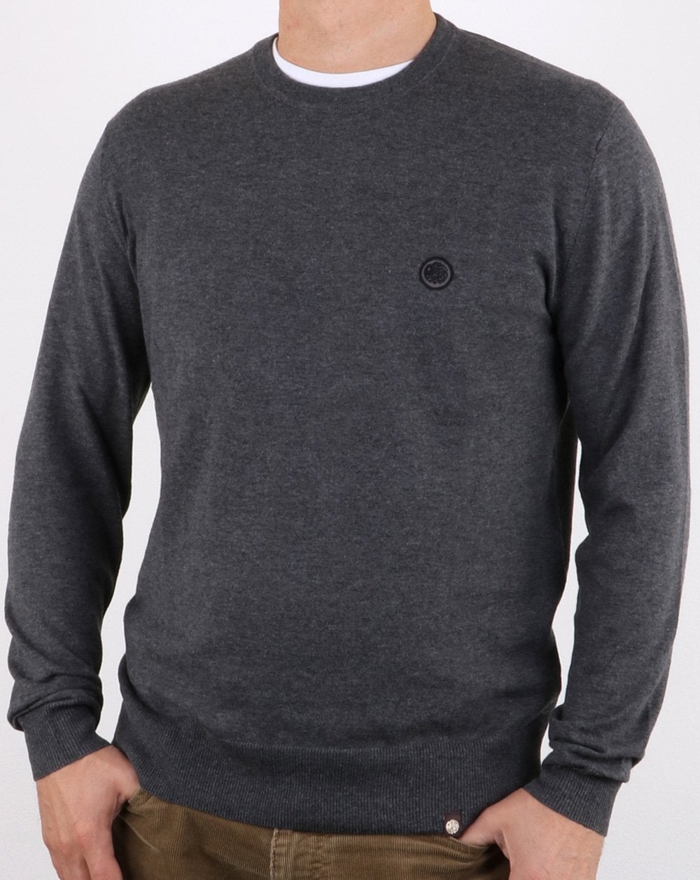 Pretty Green Hinchcliffe Crew Neck Jumper Dark Grey