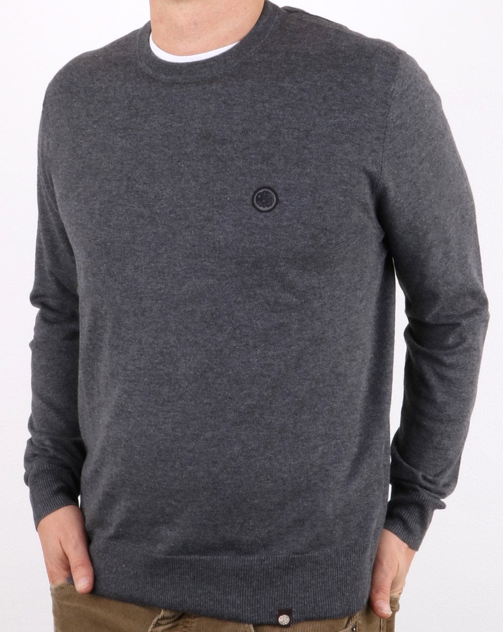 Pretty Green Hinchcliffe Crew Neck Jumper Dark Grey
