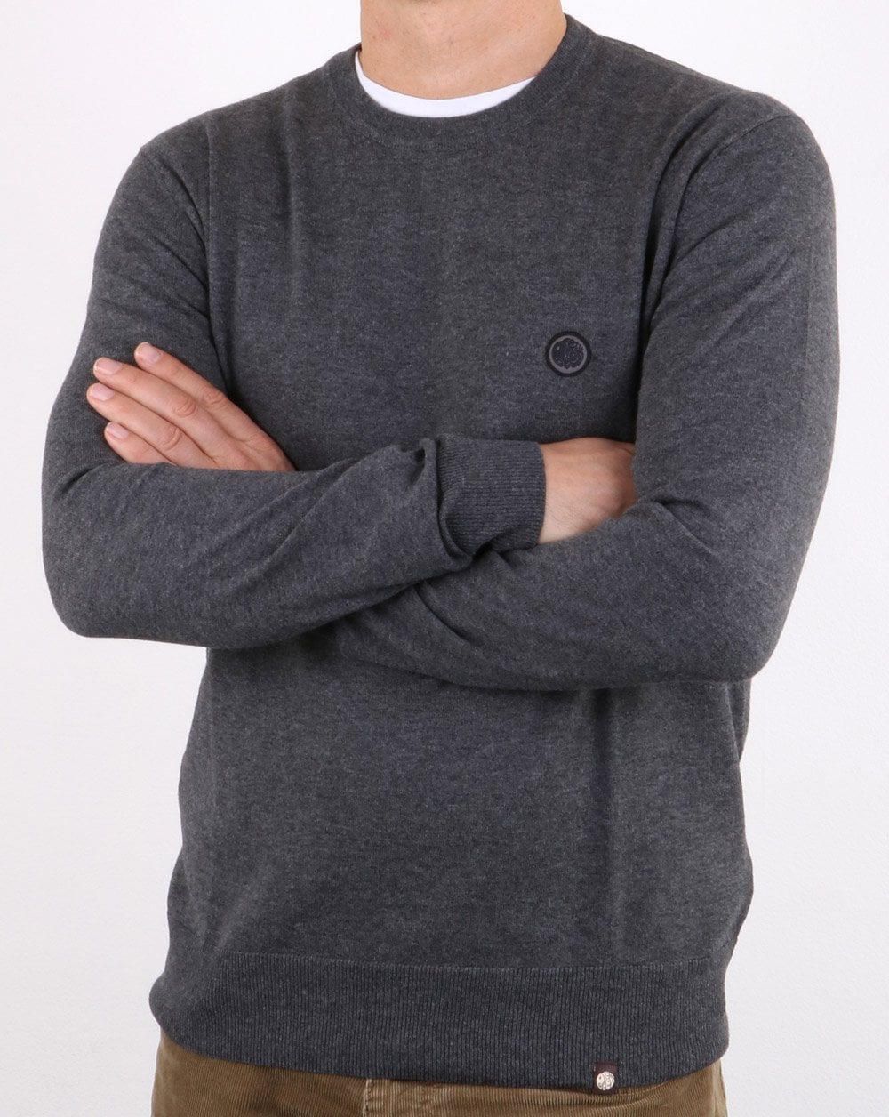 Pretty Green Hinchcliffe Crew Neck Jumper Dark Grey