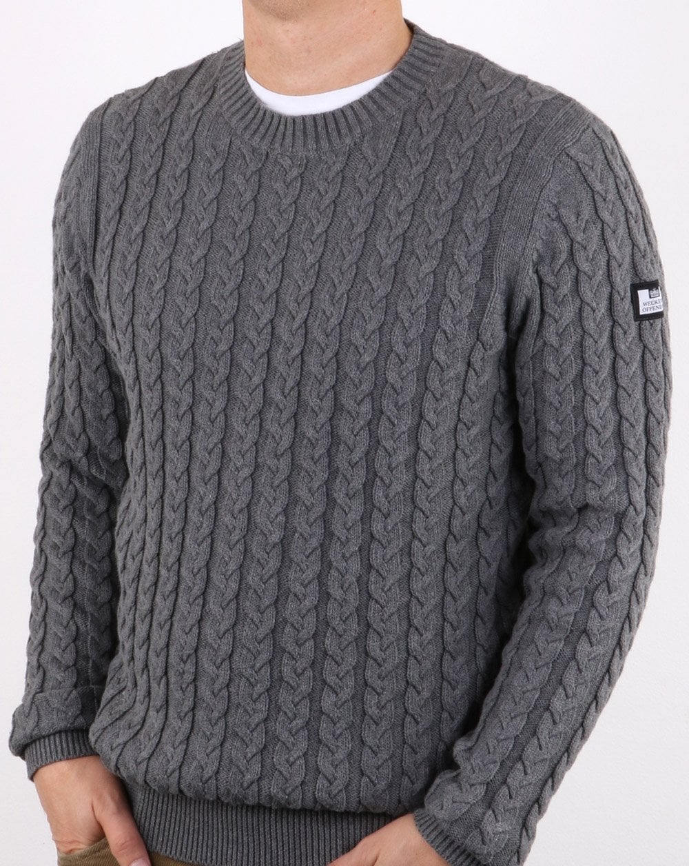 Weekend Offender Cable Jumper Steel Grey