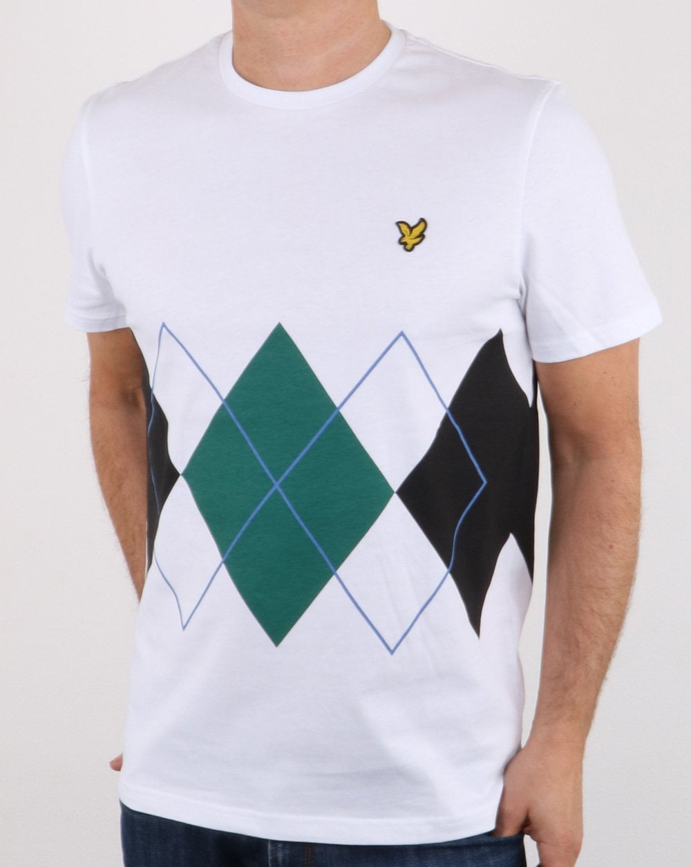 Lyle And Scott Argyle T-shirt White/Green/Black