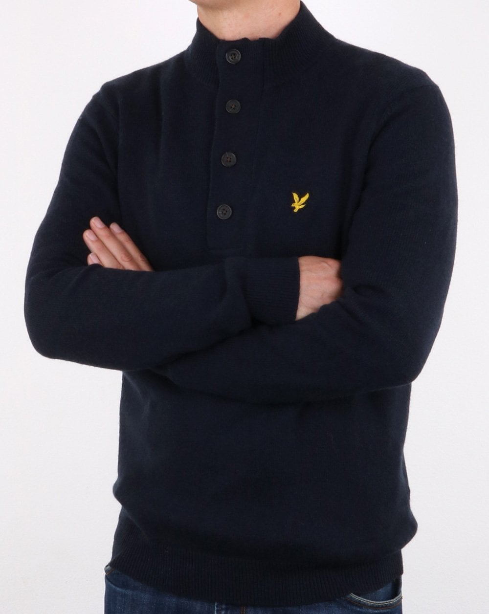 Lyle And Scott 1/2 button funnel knit Dark Navy