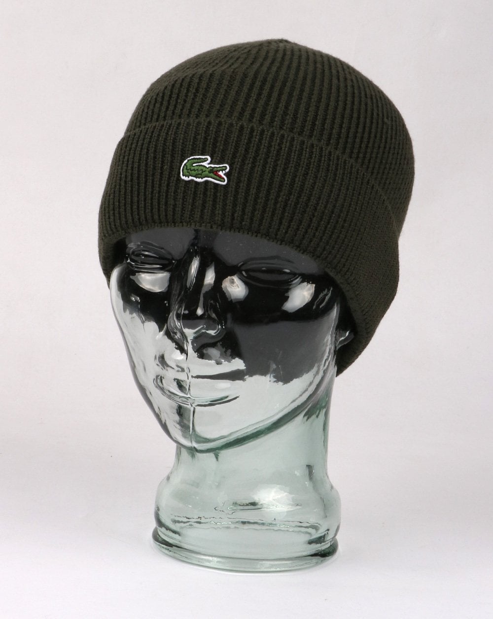 Lacoste Turn Up Ribbed Wool Beanie Green