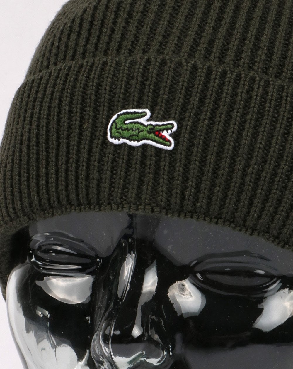 Lacoste Turn Up Ribbed Wool Beanie Green