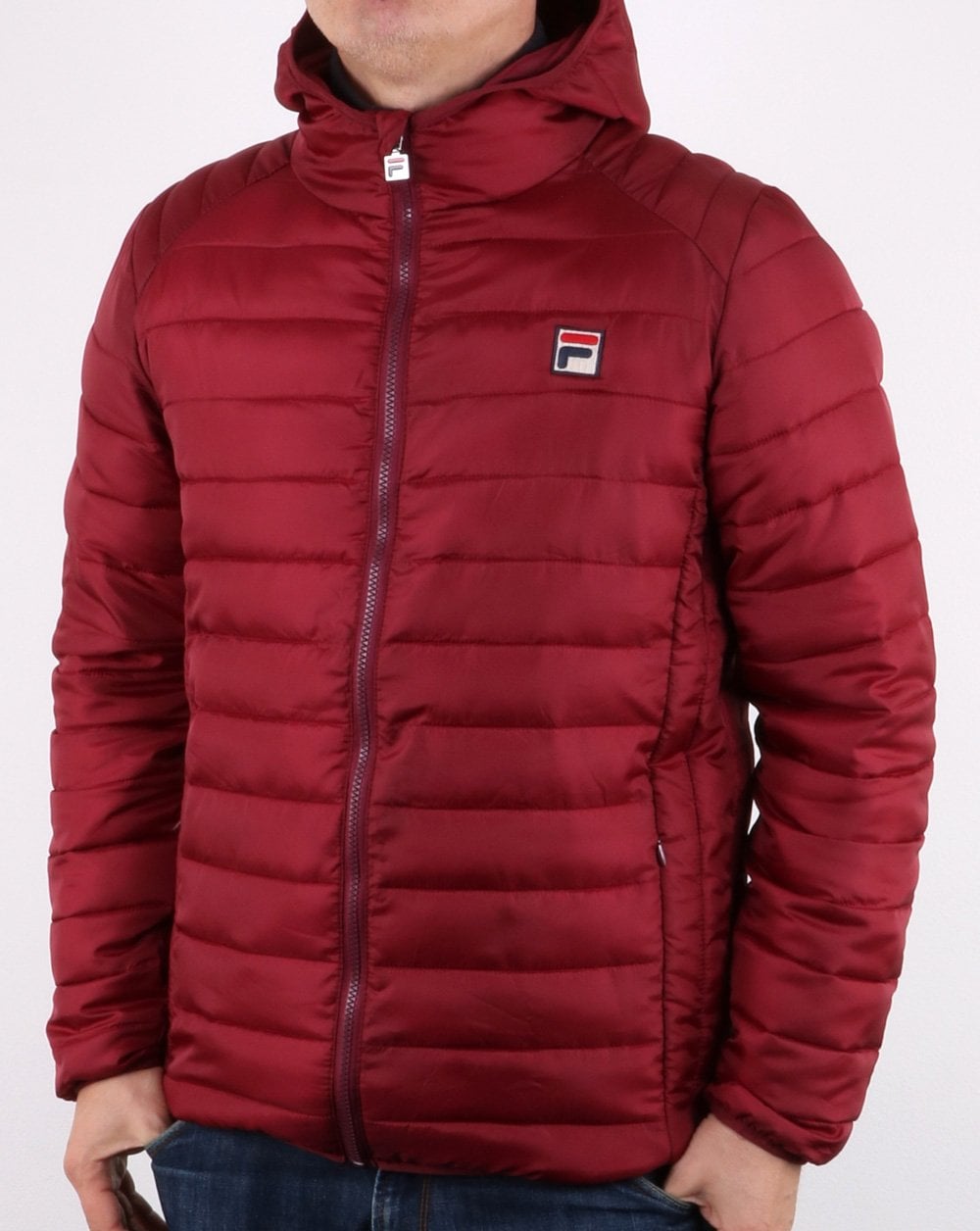 Fila Vintage Padded Puffer Jacket Burgundy