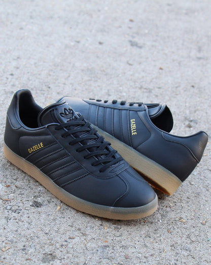 Adidas Gazelle Trainers Black Leather Gum