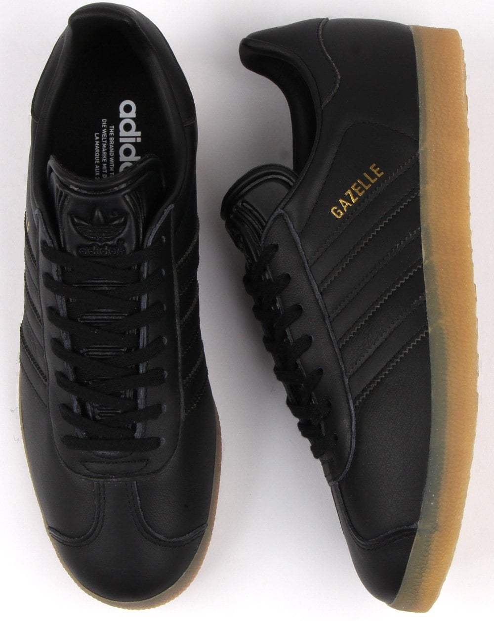 Adidas Gazelle Trainers Black Leather Gum