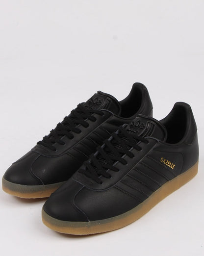 Adidas Gazelle Trainers Black Leather Gum