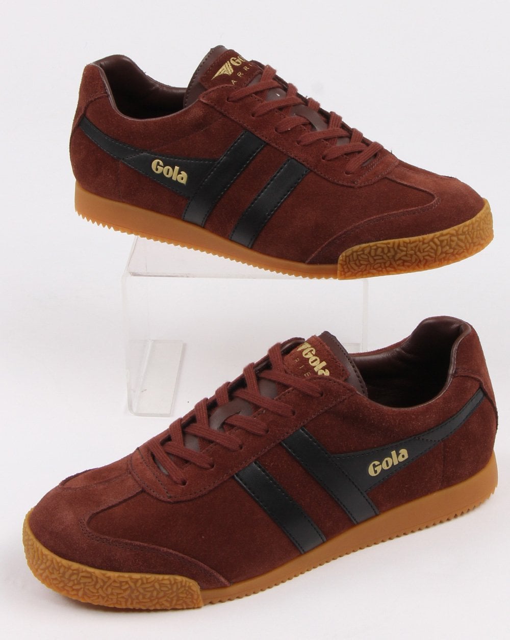 Gola Harrier Suede Trainer Cognac/black