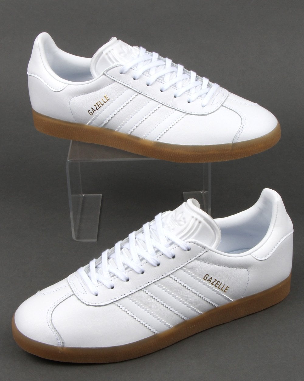 Adidas Gazelle Trainers White Leather - Gum