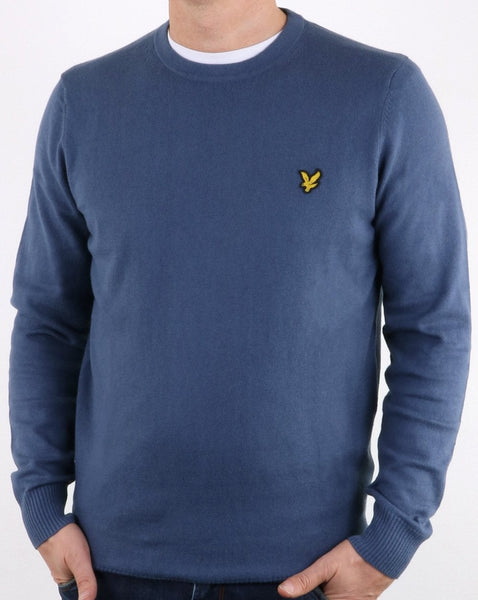 Lyle And Scott Cotton Merino Crew Jumper Frost Blue
