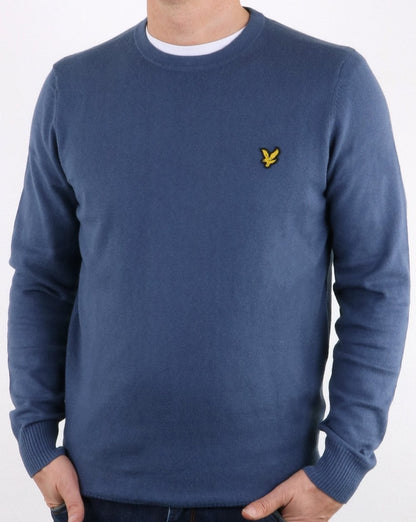Lyle And Scott Cotton Merino Crew Jumper Frost Blue