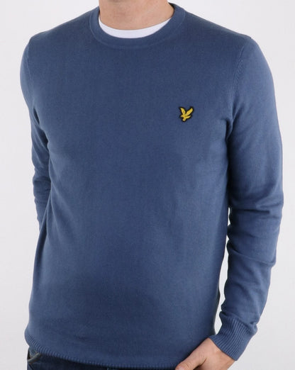 Lyle And Scott Cotton Merino Crew Jumper Frost Blue