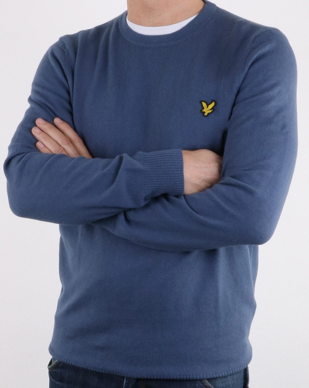 Lyle And Scott Cotton Merino Crew Jumper Frost Blue