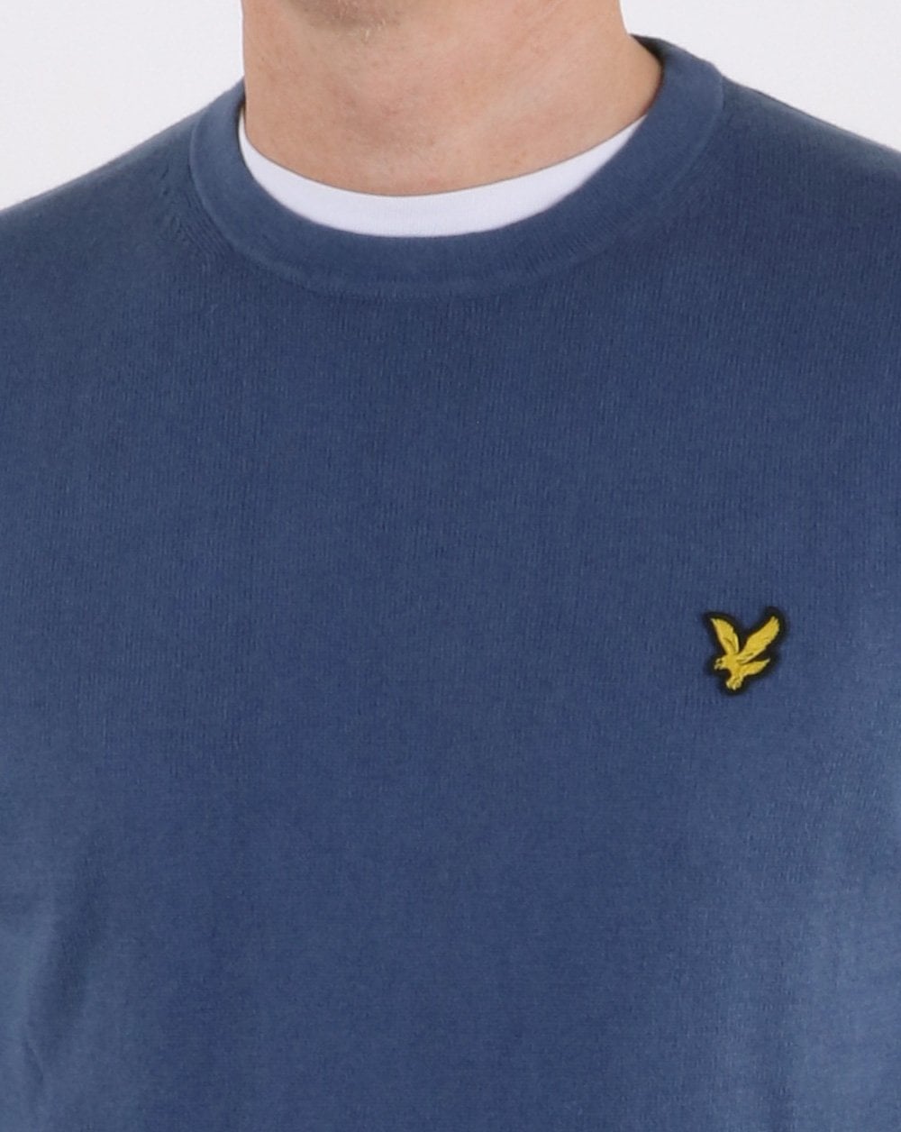 Lyle And Scott Cotton Merino Crew Jumper Frost Blue