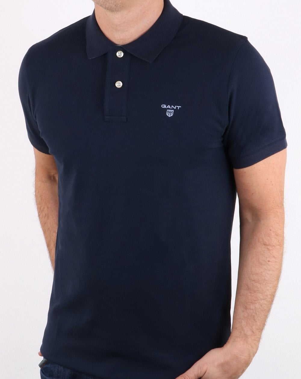 Gant Contrast Collar Polo Shirt Navy