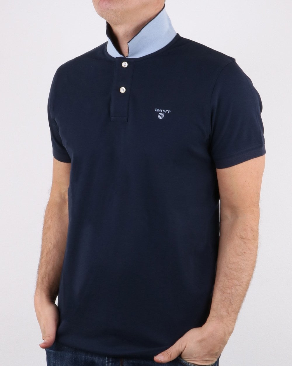 Gant Contrast Collar Polo Shirt Navy