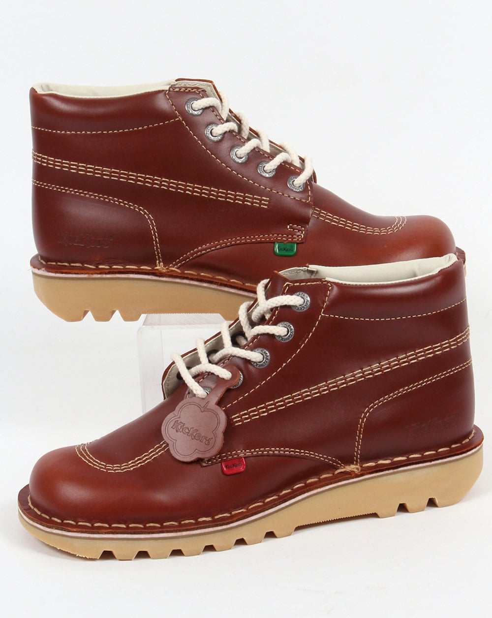 Kickers Kick Hi Boots In Leather Dark Tan