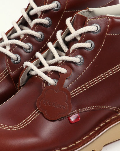 Kickers Kick Hi Boots In Leather Dark Tan