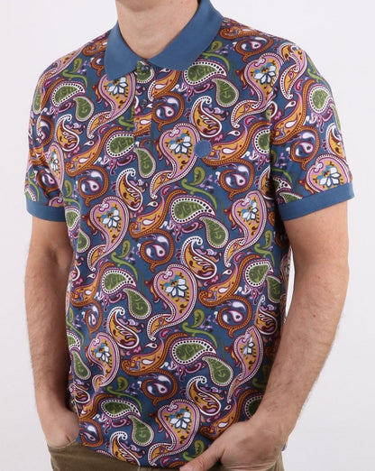 Pretty Green Ranson Paisley Polo Shirt Vintage Paisley