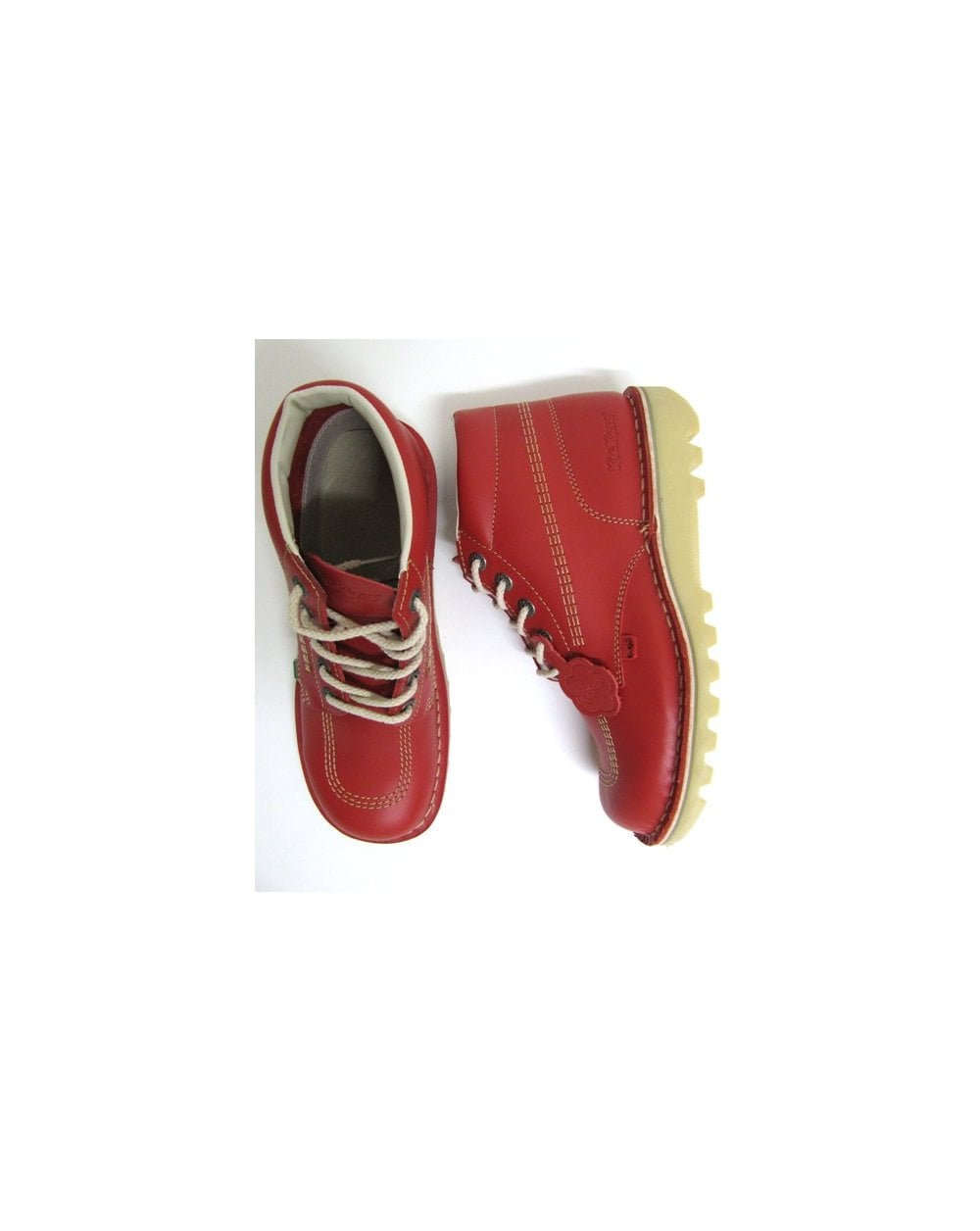 Kickers Kick Hi Boots In Leather Red