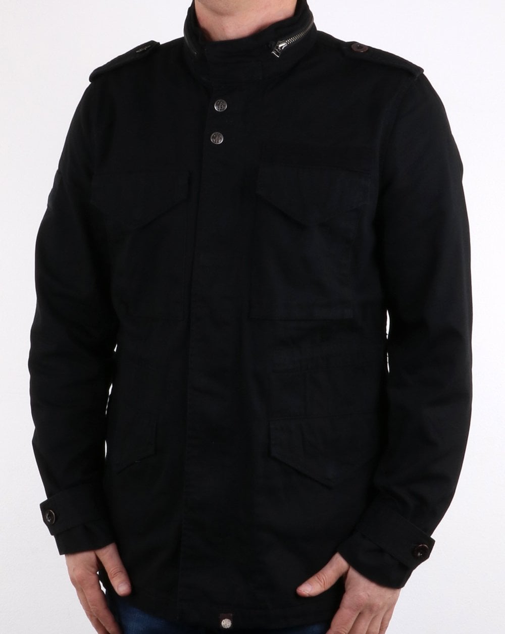 Pretty Green Cotton M65 Jacket Black