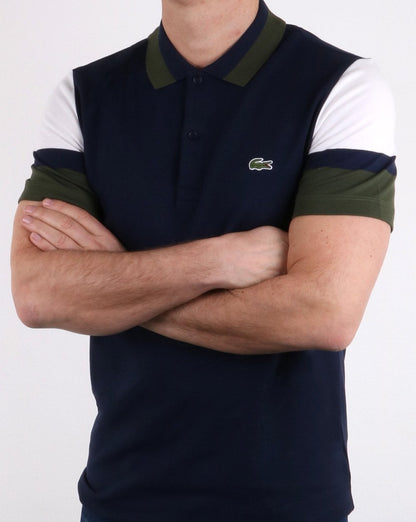 Lacoste Colour Sleeve Polo Shirt Navy, White and Green